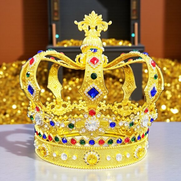 Gold Imperial State Crown: Vintage Royal Jewelry, Holy coronation crown - Picture 1 of 8